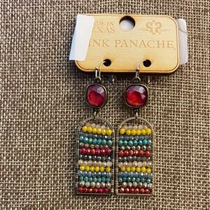 Pink Panache Colorful Beaded Dangle Earrings with Red Gemstones